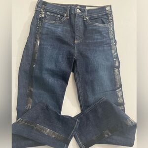 RAG & BONE high-rise ankle skinny jeans size 26 side striped detail